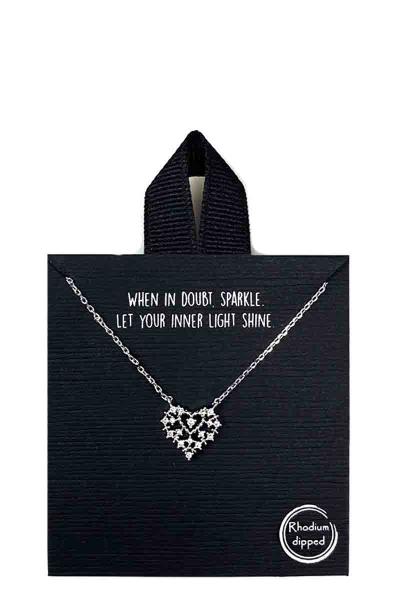 18K GOLD RHODIUM DIPPED RHINESTONE HEART PENDANT NECKLACE