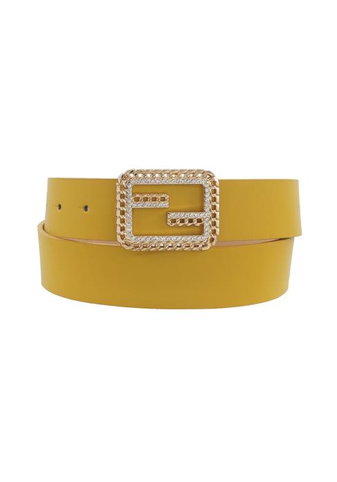 FF BUCKLE WITH CHAIN AND RHINESTONE TRIM DESIGN BELT