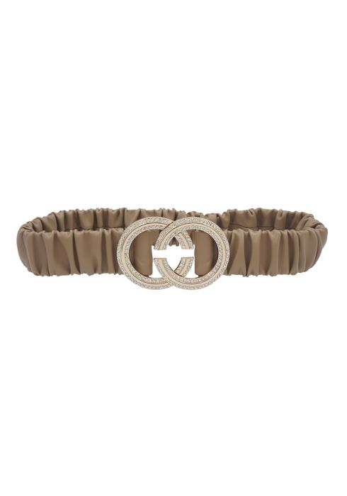 RHINESTONE PAVE INVERTED C BUCKLE ON SCRUNCH BODY