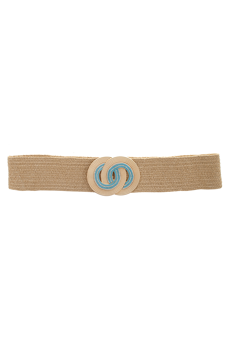 FASHION STRAW JOINED CIRCLE RING DESIGN BELT