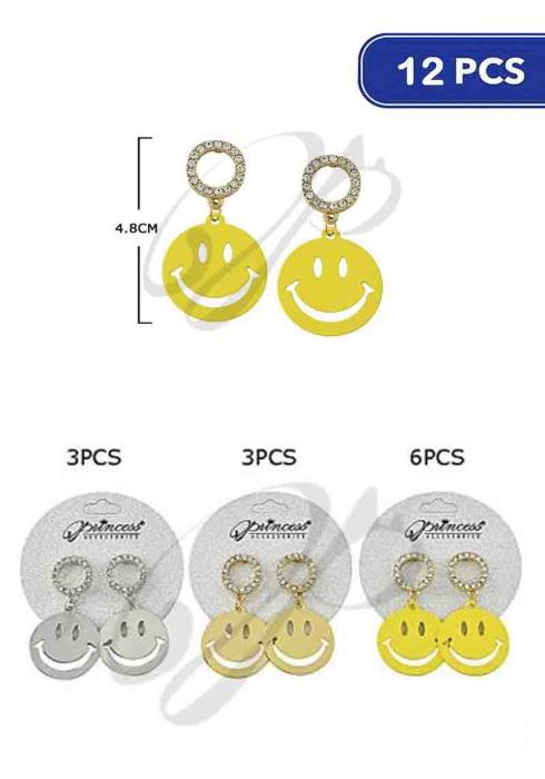 FASHION HAPPY FACE DANGLE EARRING (12 UNITS)