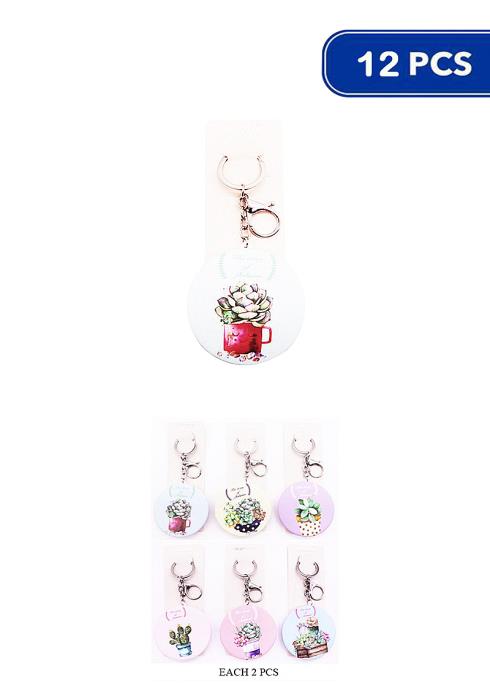 PRINTED PLANT ROUND CIRCLE KEY CHAIN (12 UNITS)