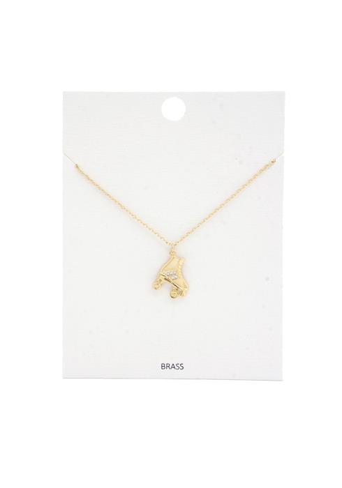 ROLLER SKATES CHARM BRASS NECKLACE