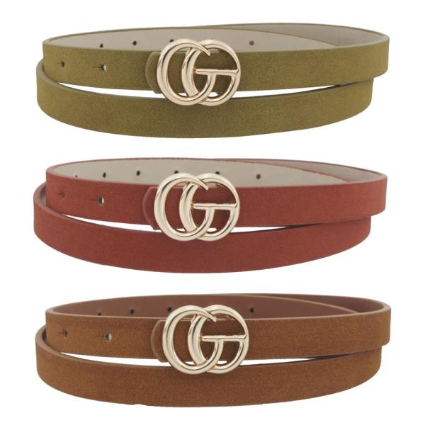 FAUX NUBUCK GO BUCKLE TRIO BELT