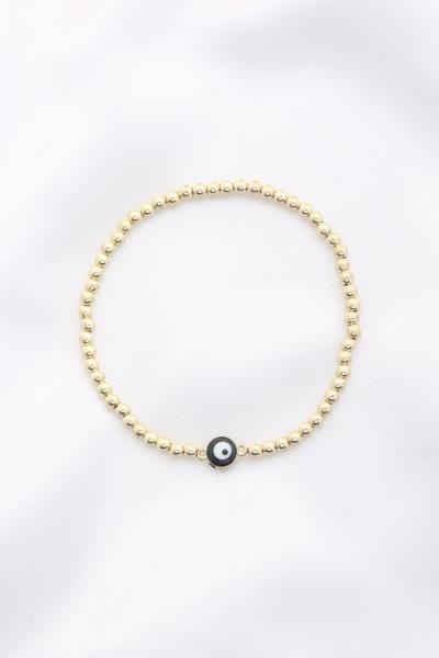 METAL BEAD EVIL EYE CHARM BRACELET