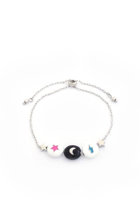 MOON STAR LIGHTNING BOLT ENAMEL BEAD SLIDE BRACELET