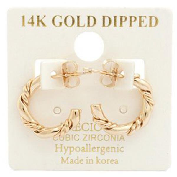 14K GOLD DIPPED TWISTED MINNI HOOP EARRING