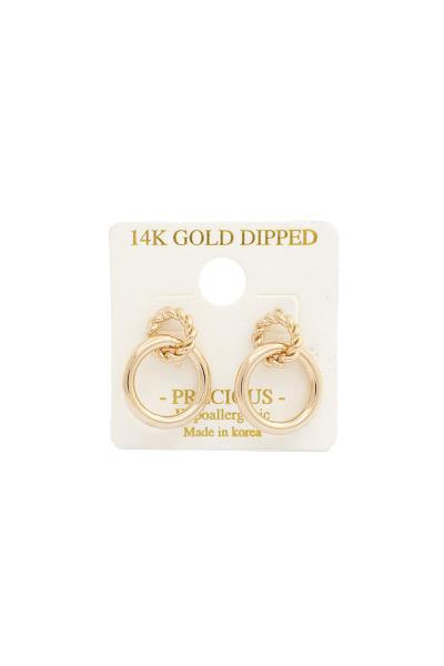 14K GOLD DIPPED TWISTED RING LINK EARRING