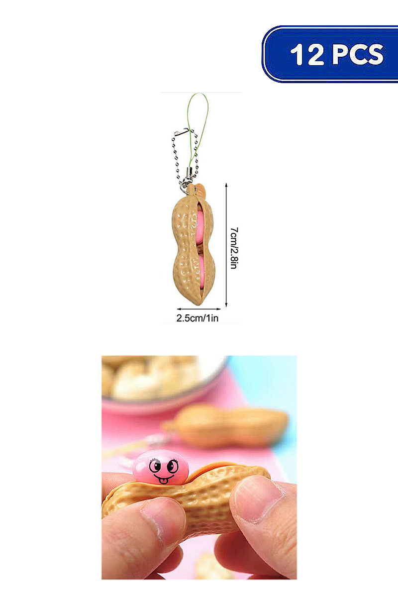 CUTE PEANUT POP UP FACE KEY CHAIN (12 UNITS)