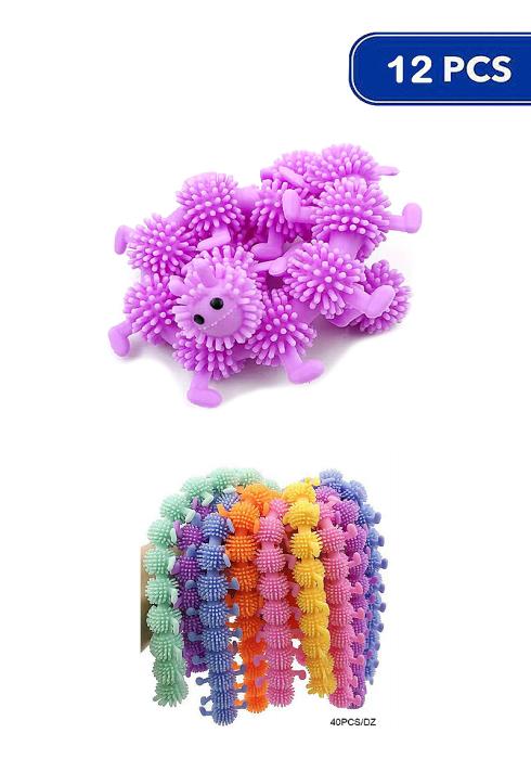 40 PC SILICONE FIDGET CATERPILLAR TOY (12 UNITS)