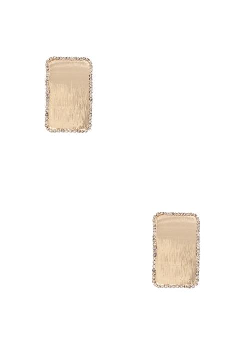 RECTANGLE BRUSHED METAL EARRING