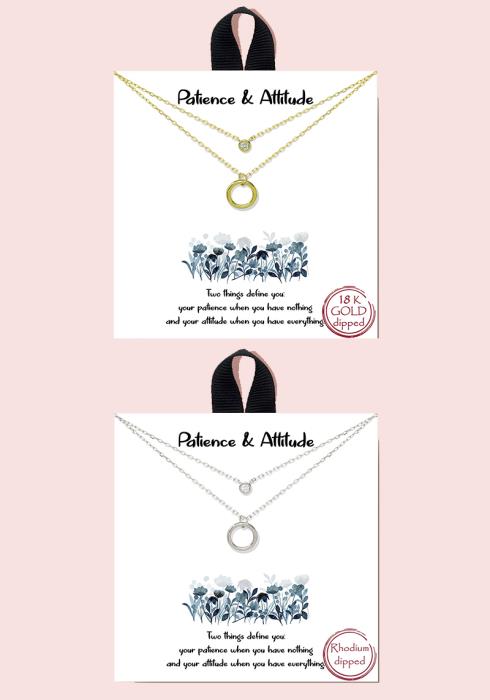 18K GOLD RHODIUM DIPPED PATIENCE AND ATTITUDE NECKLACE
