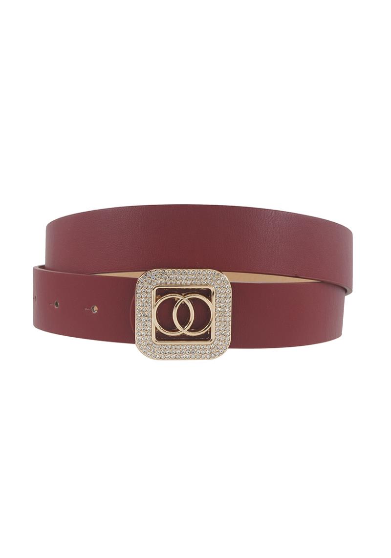 PLUS SIZE DOUBLE CIRCLE ENCASED RHINESTONE BELT