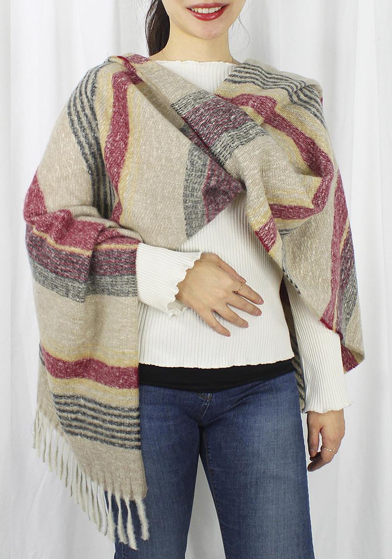 MULTICOLOR STRIPE SCARF WITH TASSEL