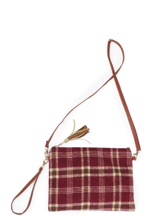 PLAID PRINT CROSSBODY/CLUTCH BAG