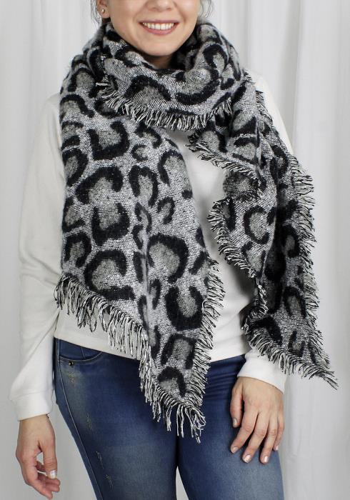LEOPARD BIAS CUT SHAWL SCARF