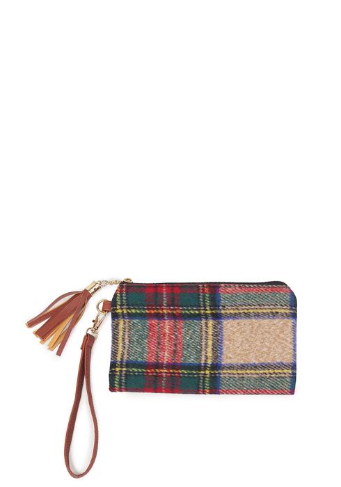 TARTAN WALLET CLUTCH WITH WRISTLET