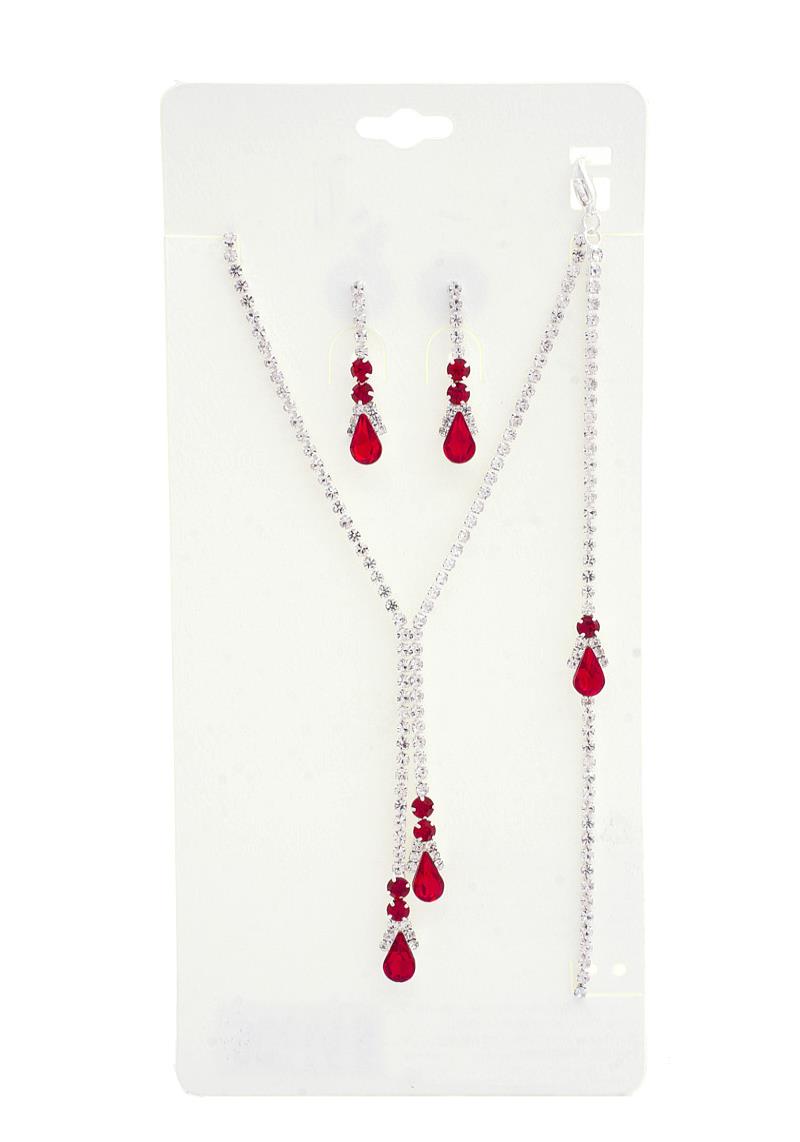TEARDROP RHINESTONE Y SHAPE NECKLACE BRACELET SET