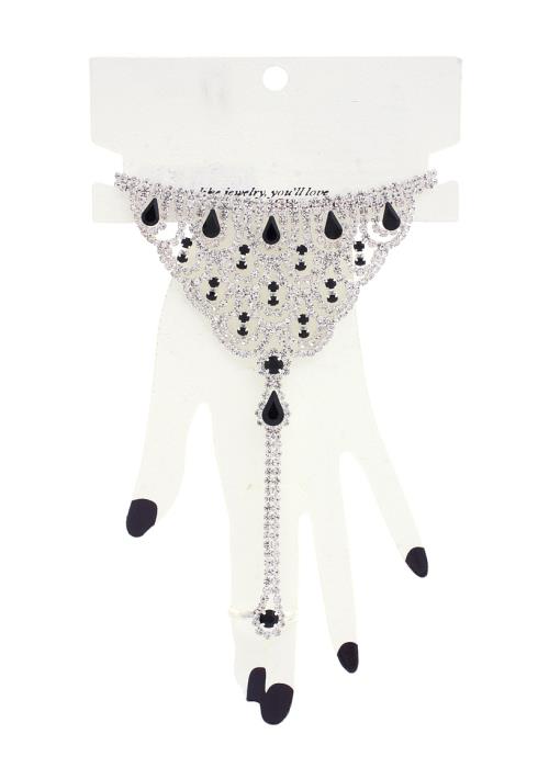 TEARDROP RHINESTONE FINGER RING BRACELET