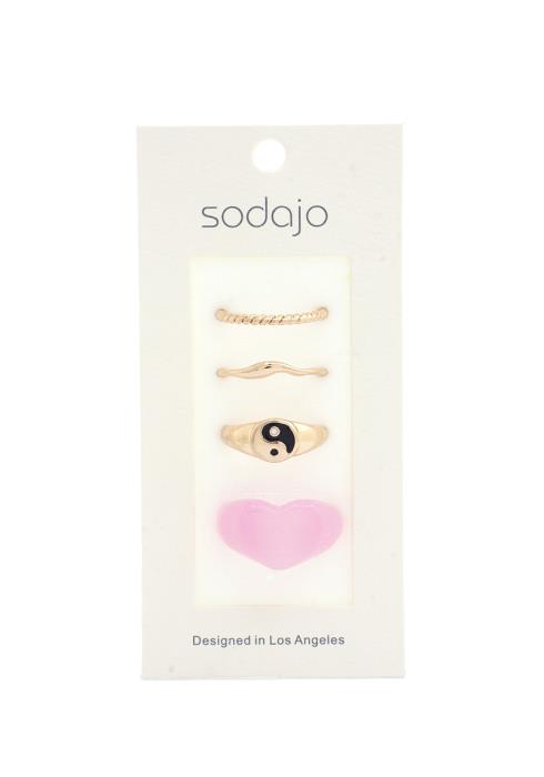 SODAJO HEART YING YANG ASSORTED RING SET