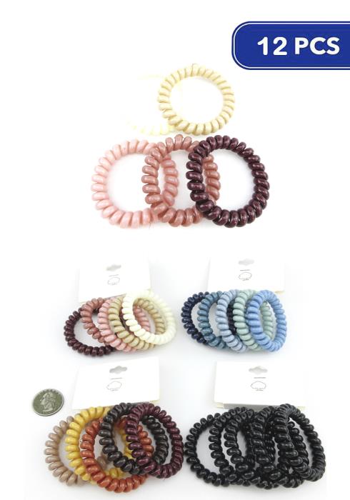 FASHION SPIRAL HAIR TIE 5 PC SET (12 UNITS)