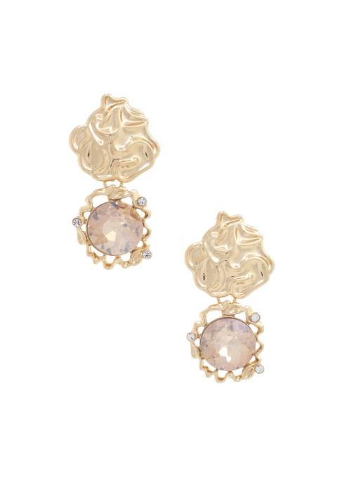 METAL STONE POST DROP EARRING