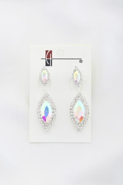 DOUBLE MARQUISE RHINESTONE DANGLE EARRING