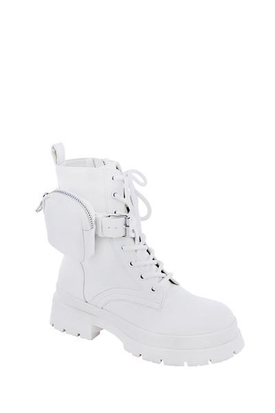 FASHION PLAIN LACE HEEL BOOTS WITH ZIPPER POUCH