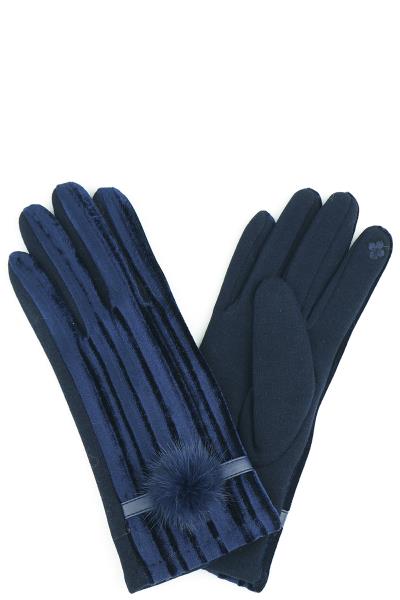 VELVET POMPOM SMART TOUCH GLOVES