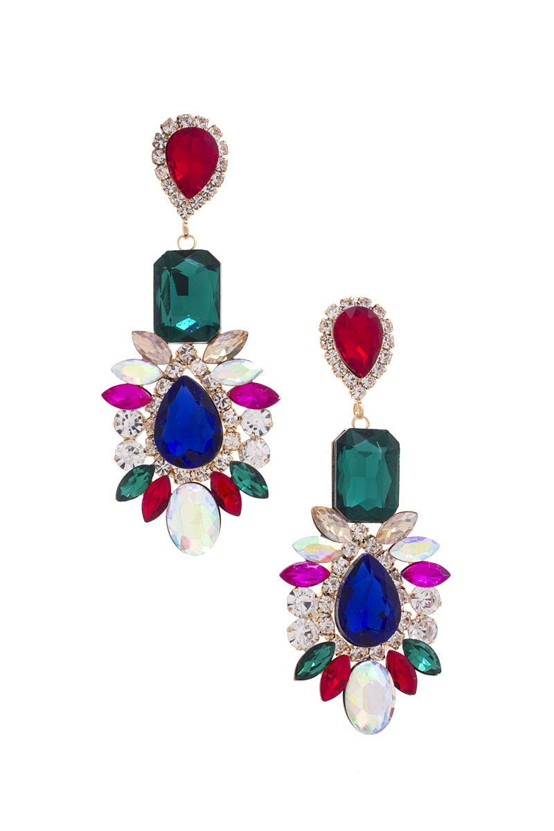 CHUNKY TEARDROP RHINESTONE EARRING
