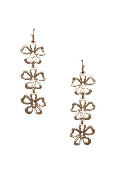 RODEO WESTERN METAL FLOWER DANGLE EARRING