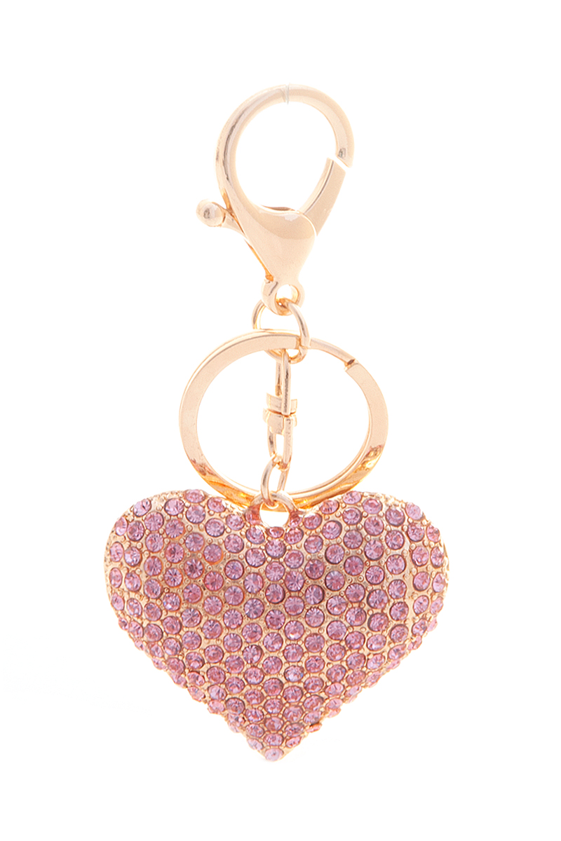 RHINESTONE HEART METAL KEYCHAIN