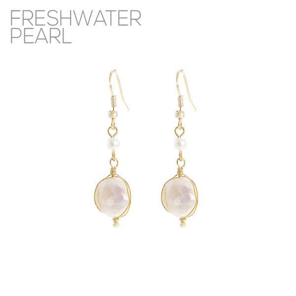 COIN FRESHWATER PEARL DROP EARRING