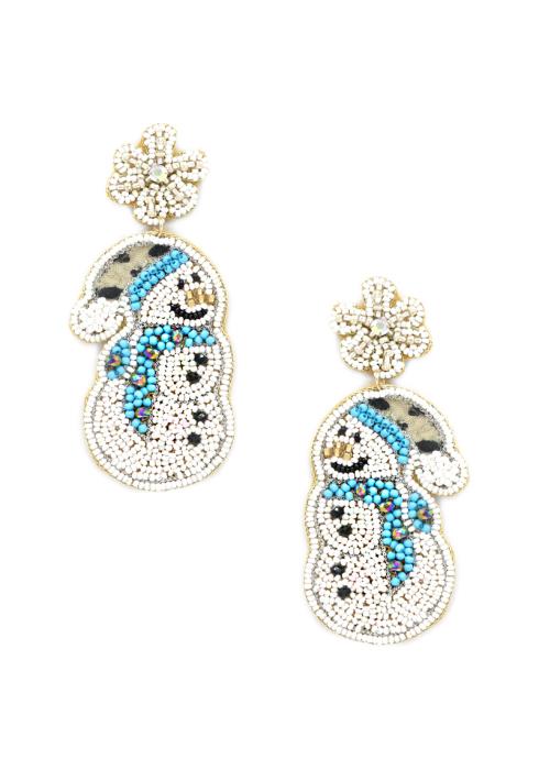 SNOW MAN SEED BEAD EARRING