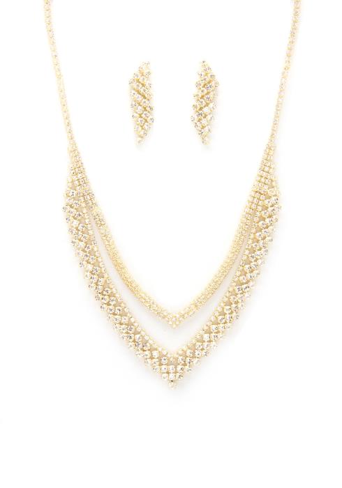 RHINESTONE V SHAPE NECKLACE