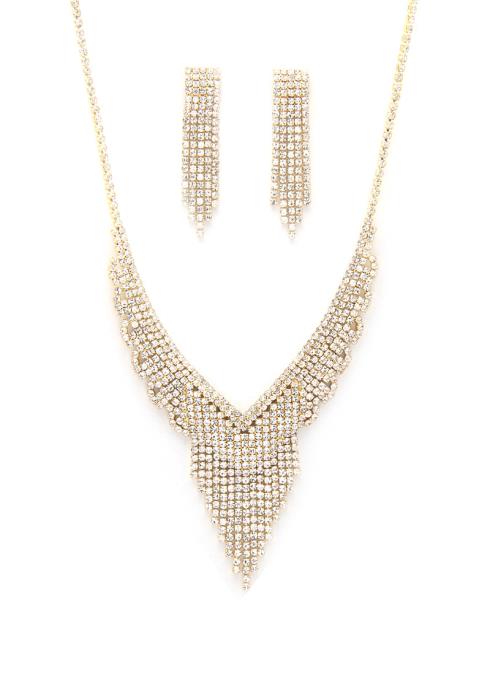 V SHAPE RHINESTONE NECKLACE
