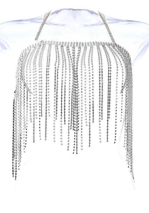 RHINESTONE TASSEL FRINGE TOP BODY CHAIN