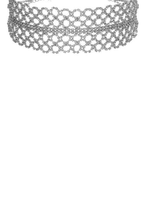 RHINESTONE ROUND PATTERN CHOKER NECKLACE
