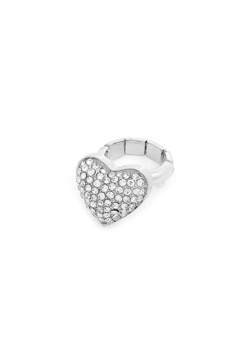 RHINESTONE HEART METAL RING