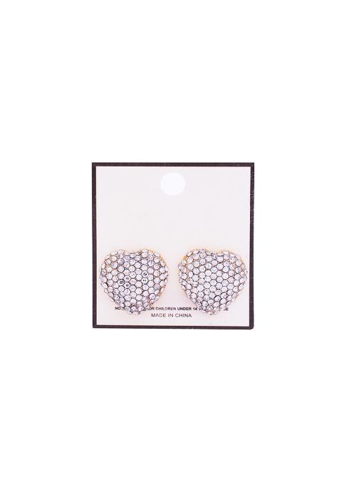 RHINESTONE FULL COVER HEART EARRING