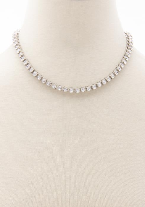 PAVE SQUARE METAL NECKLACE