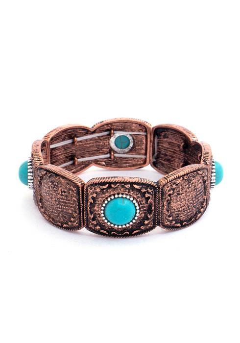 TURQUOISE CIRCLE STONE SQUARE BRACELET