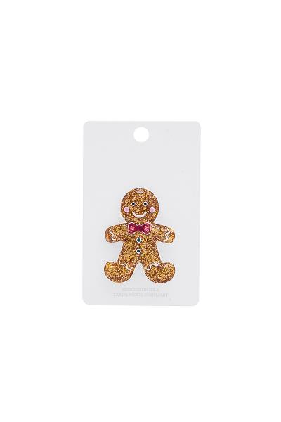 SPARKLING CHRISTMAS GINGERBREAD MAN BROOCH