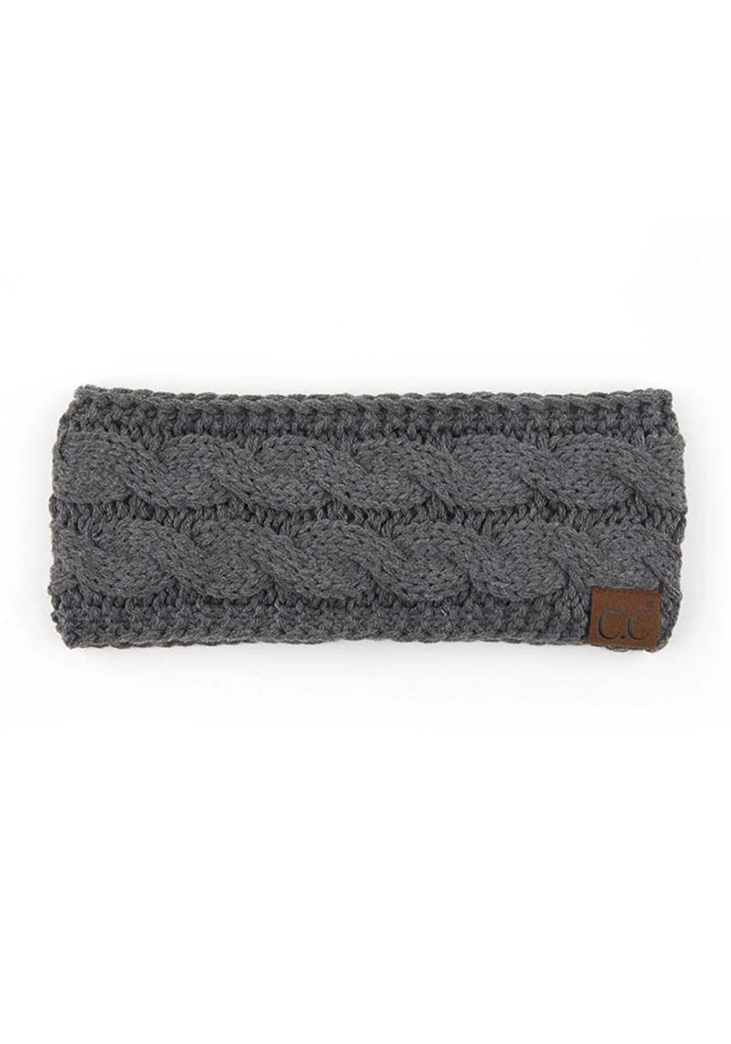 CC HAT FUZZY LINED CABLE HEADWRAP WITH C.C EPOXY BUTTON