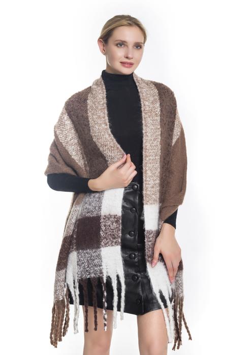 FASHION PLAID TASSEL BLANKET SCARF