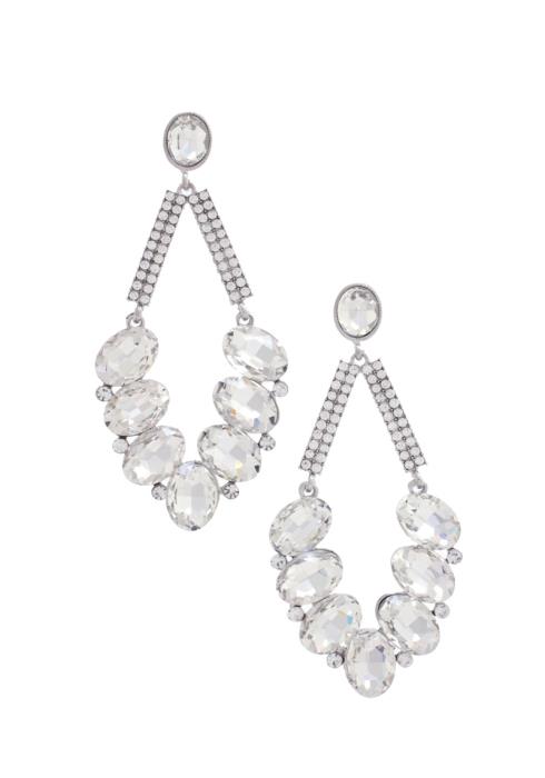 OVAL DANGLE RHINESTONE DROP EARRING