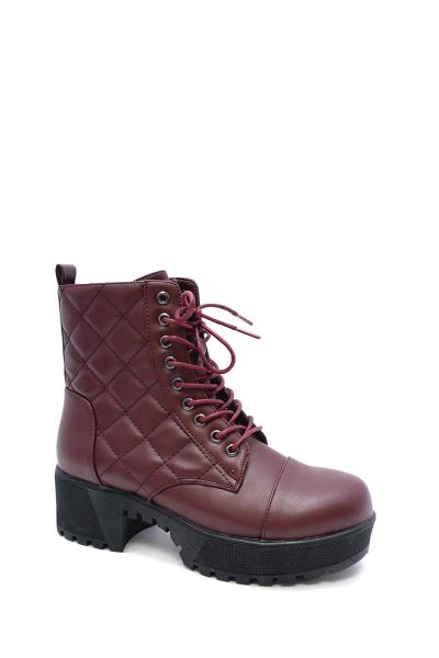 FASHION LACED QUILTED DESIGN BOOTS