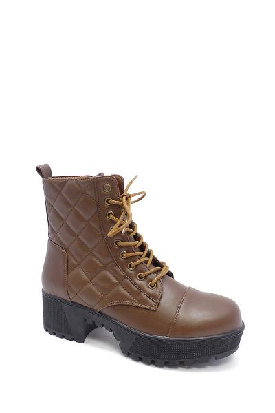 FASHION LACED QUILTED DESIGN BOOTS