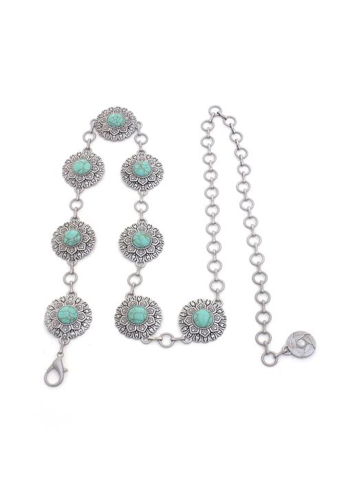 WESTERN FLOWER PATTERN METAL BELT