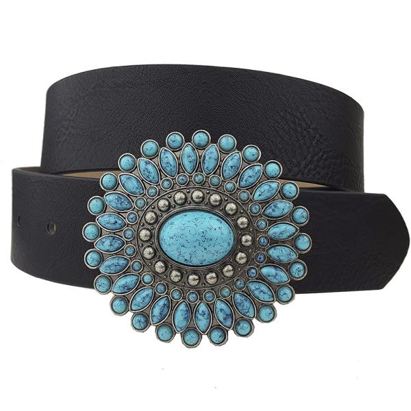 WESTERN TURQUOISE BUCKLE WITH PLAIN BELT.